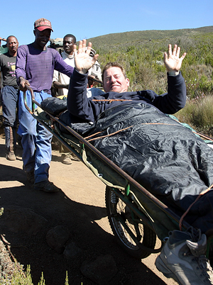 Thanks Kev for the pic...I am sure you would not mind this as an incentive not to break a leg on the mountain...!
